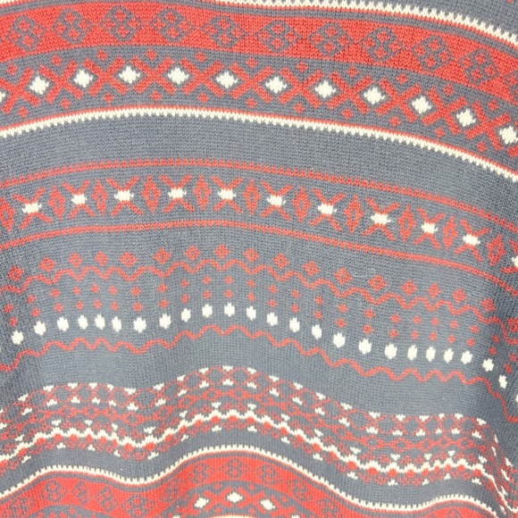Merona Navy Red White Fair Isle Knit Sweater Pullover Long Sleeve Size M - Picture 5 of 5
